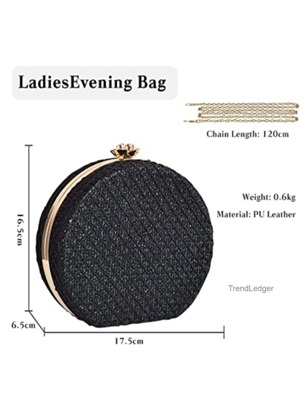 Evening Clutch Purse PU Leather Round Clutch with Chain Crossbody Bag